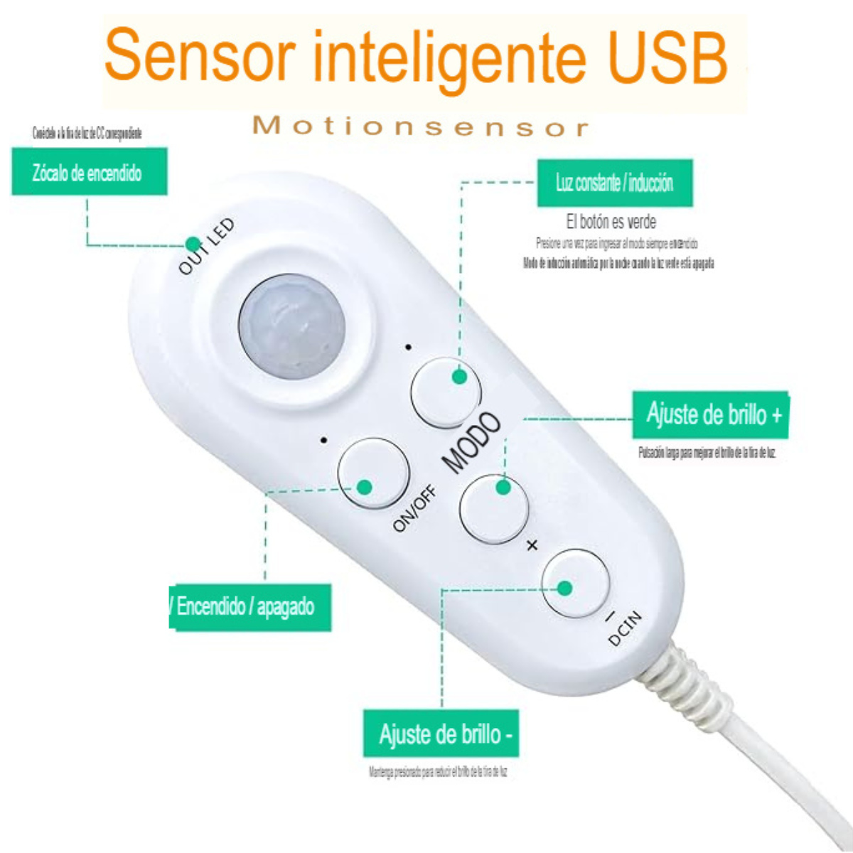Tiras Luces LED Blanco FRIO con SENSOR DE MOVIMIENTO